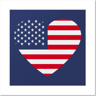 I Love the United States // Heart-Shaped American Flag Posters and Art